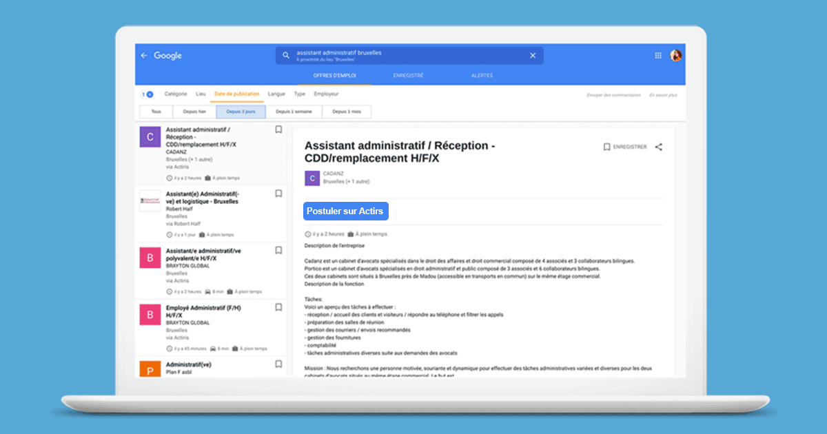 Actiris als partner van Google om het zoeken naar werk te vergemakkelijken