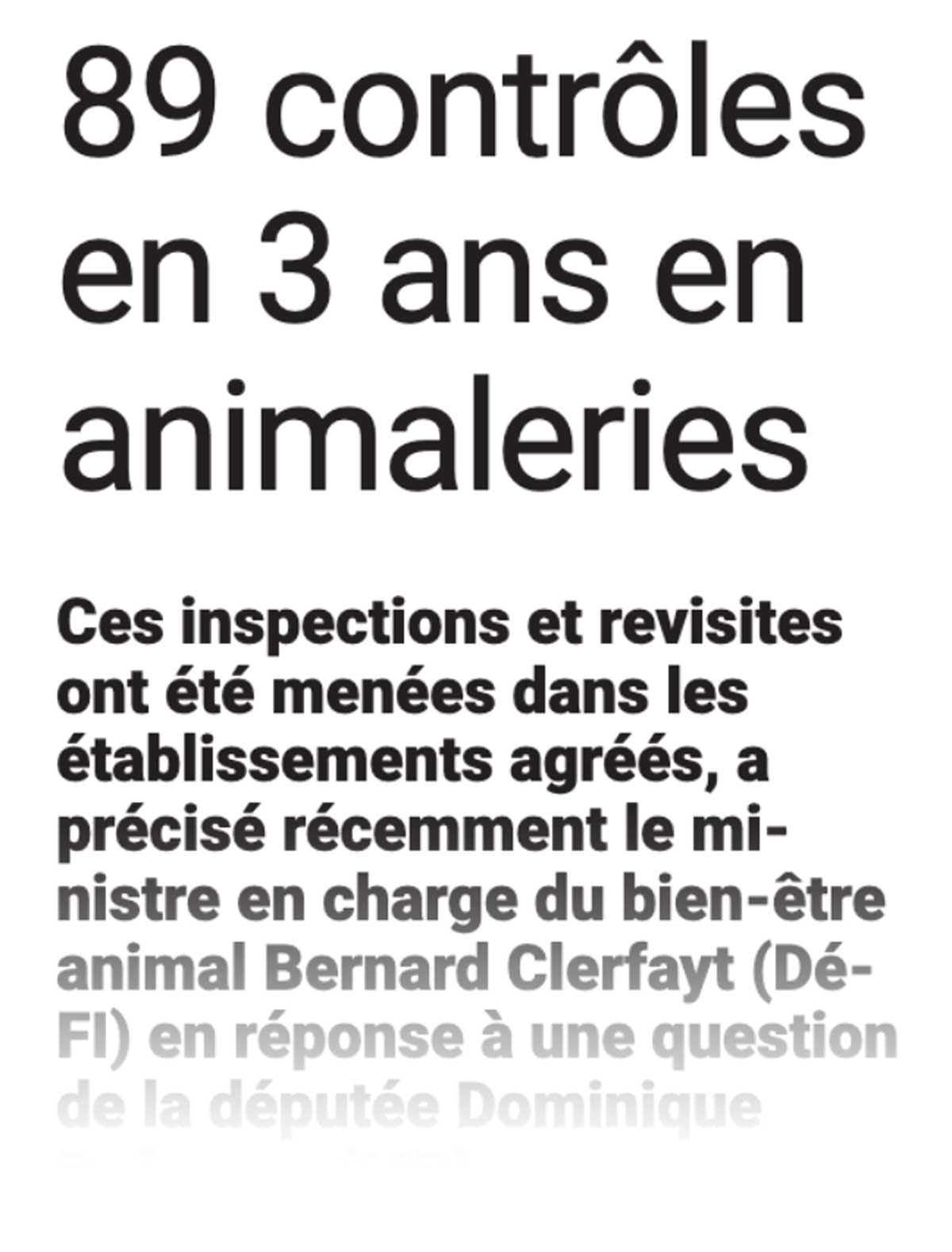 89 contrôles en 3 ans en animaleries