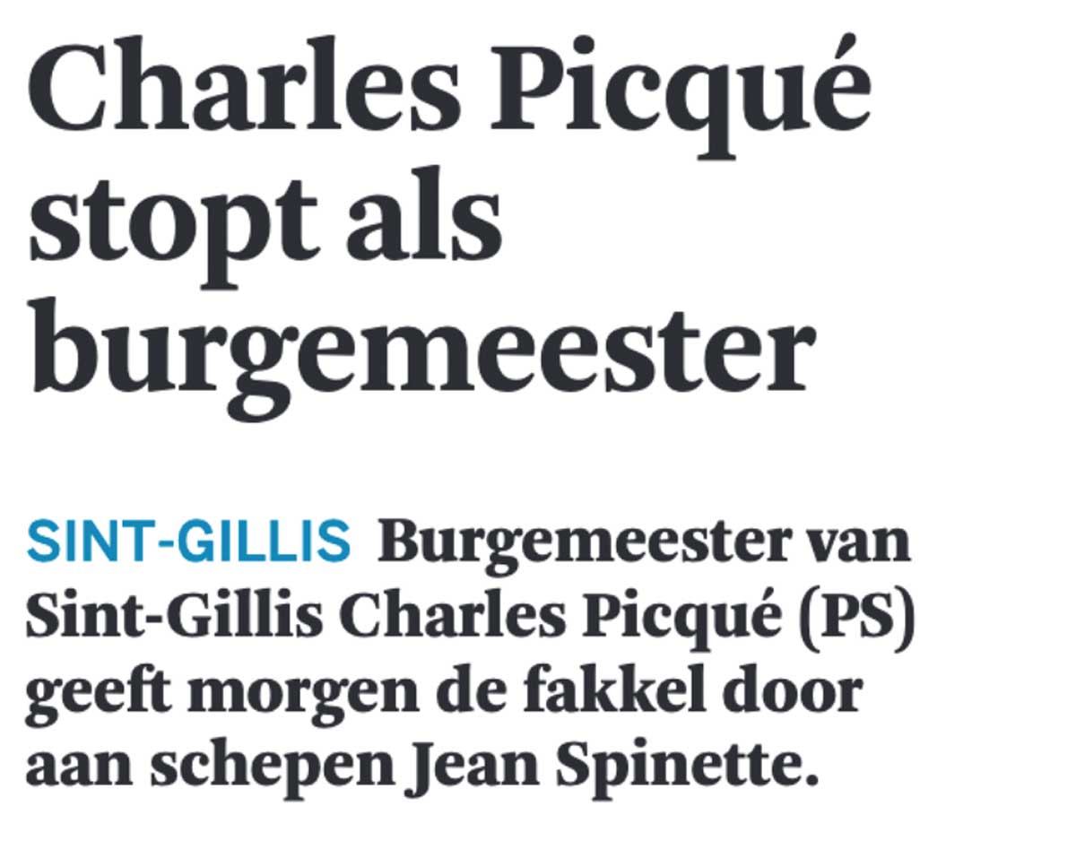 Pers, De Standaard : "Charles Picqué stopt als burgemeester"
